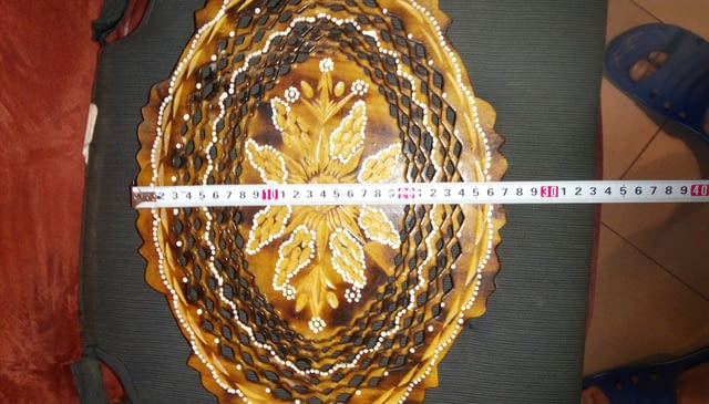 Декоративна дървена купа или чиния ръчно направена 38см / 27см - снимка 5