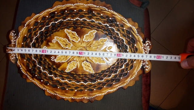 Декоративна дървена купа или чиния ръчно направена 38см / 27см - снимка 7