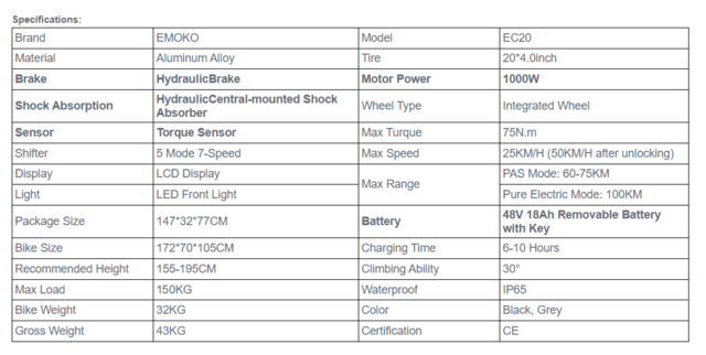 Електрически велосипед/колело EMOKO EC20 PRO 1000W 18AH, град Разград | Други - снимка 7
