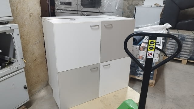 Шкаф за стена 4 врати бяло и сиво с лунички 100/100/35см, град София | Секции / Шкафове - снимка 5