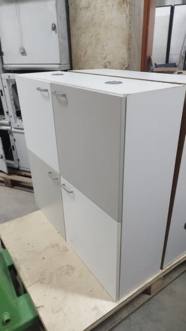 Шкаф за стена 4 врати бяло и сиво с лунички 100/100/35см, град София | Секции / Шкафове - снимка 9