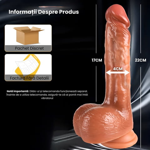 Реалистично дилдо, телескопично, с вакуумна основа и вибрация, 22см, затопляне до 42 градуса - снимка 3