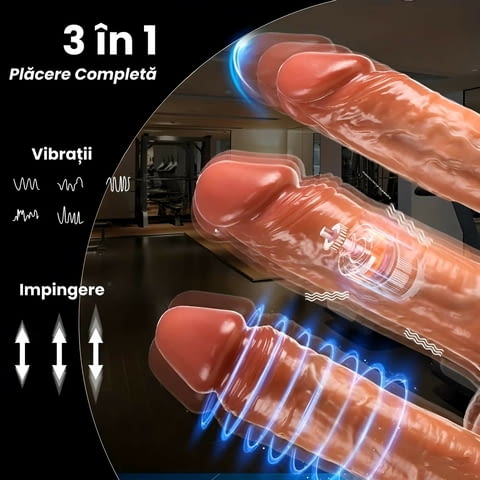 Реалистично дилдо, телескопично, с вакуумна основа и вибрация, 22см, затопляне до 42 градуса - снимка 4