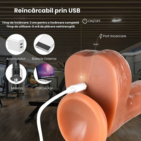 Реалистично дилдо, телескопично, с вакуумна основа и вибрация, 22см, затопляне до 42 градуса - снимка 10