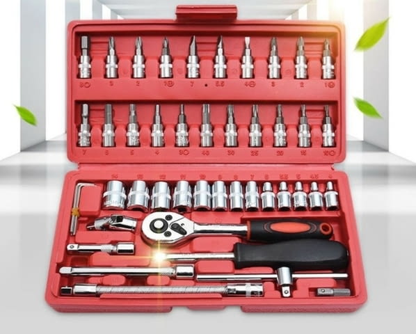 Комплект двустранни гаечни ключове, 46 части, хром-ванадиева стомана - снимка 11