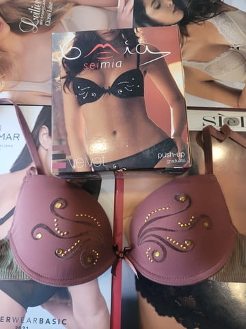 Seimia 70B, 75B, 80B тъмнокафяв италиански пуш-ъп сутиен с вградени подплънки сутиени с гел подплънки - снимка 1