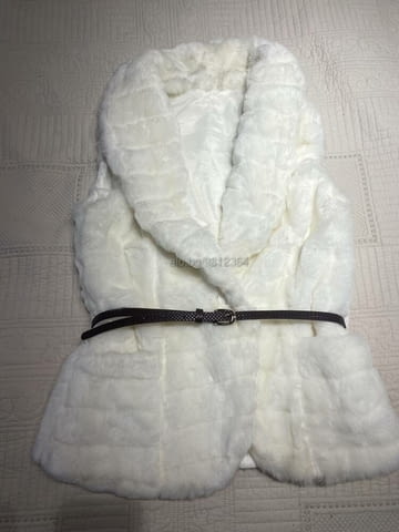 Пухкав бял елек от еко кожа с колан M, White - city of Sofia | Women’s Clothes - снимка 1