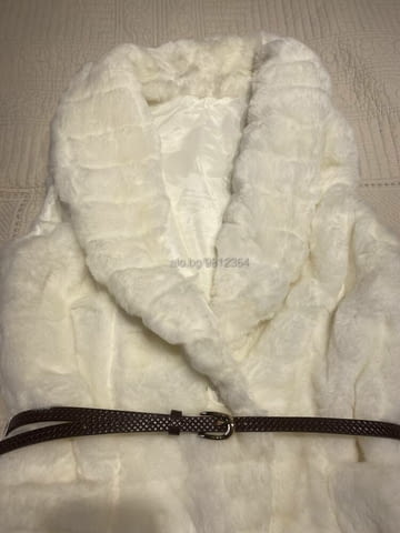 Пухкав бял елек от еко кожа с колан M, White - city of Sofia | Women’s Clothes - снимка 2