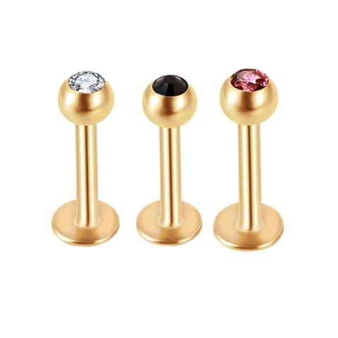 Златен пиърсинг лабрет с цирконий - city of Sofia | Other - снимка 1