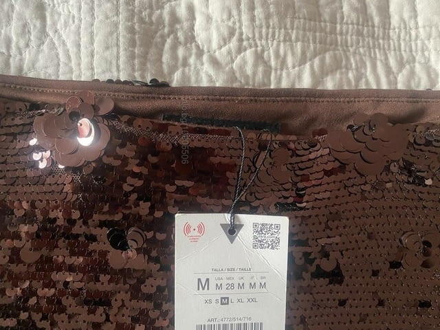 Пола с паети и цветя, ZARA нова M, Елегантен, Кафяв - град София | Дамски Дрехи - снимка 12