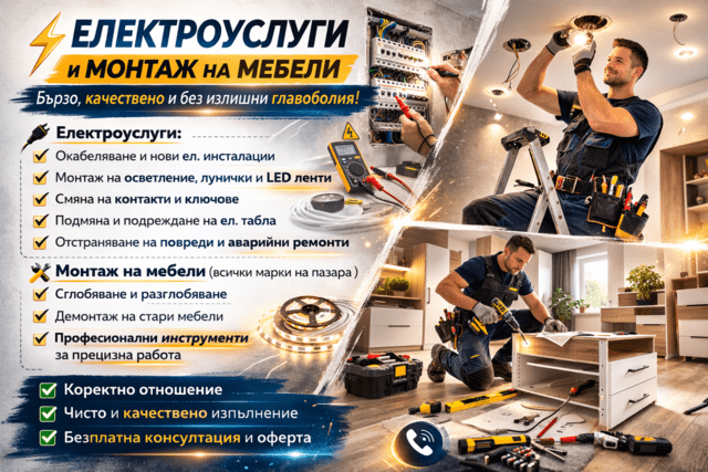 Професионални ел услуги и монтаж на мебели - град Пазарджик | Електро Услуги