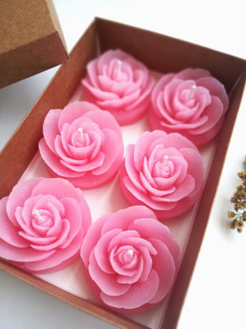 Комплект от 6 ароматни чаени свещички розички, за всеки повод - снимка 5