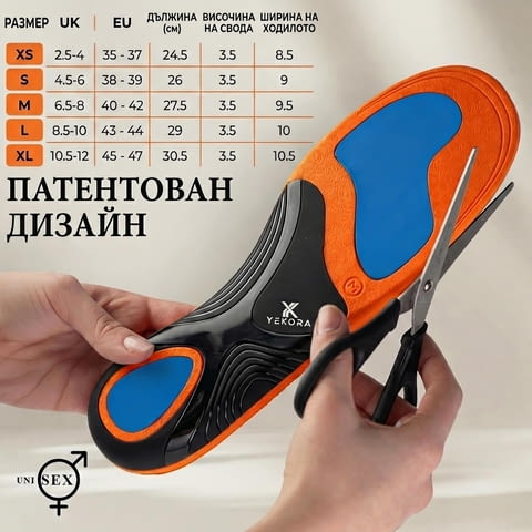 Ортопедични стелки YEKORA Ortho Plus за плоскостъпие дюстабан паднал свод шип на петата - снимка 2