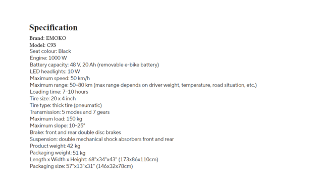 Електрически велосипед/колело EMOKO C93 1000W 20AH - city of Razgrad | Other - снимка 7