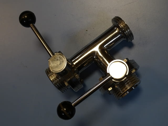 Кран спирателен ръчен неръждаем Acta Laval T-port diver valve AISI 304 - снимка 2