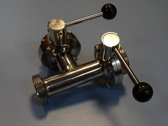 Кран спирателен ръчен неръждаем Acta Laval T-port diver valve AISI 304 - снимка 3