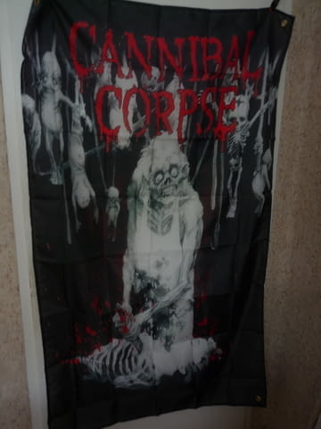 Cannibal Corpse Знаме дет метъл тежък брутален кръв зомбита смърт тежка музика китари мощни вокали - снимка 1