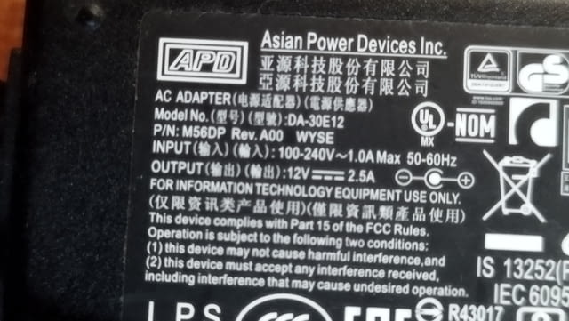 Адаптер захранващ Asian Power Devices (APD) - DA-30E12 - град София | Други - снимка 1