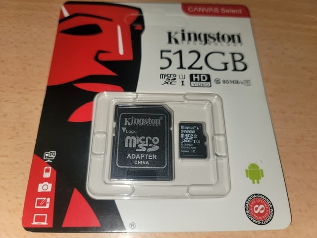 SD карта памет Kingston 512GB плюс SD адаптер - град Бургас | Смартфони - снимка 2