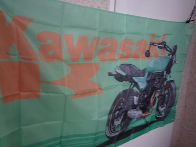 Kawasaki Знаме банер реклама мотор мотоциклети японски път задна гума рокер събор магистрала бързина - снимка 2
