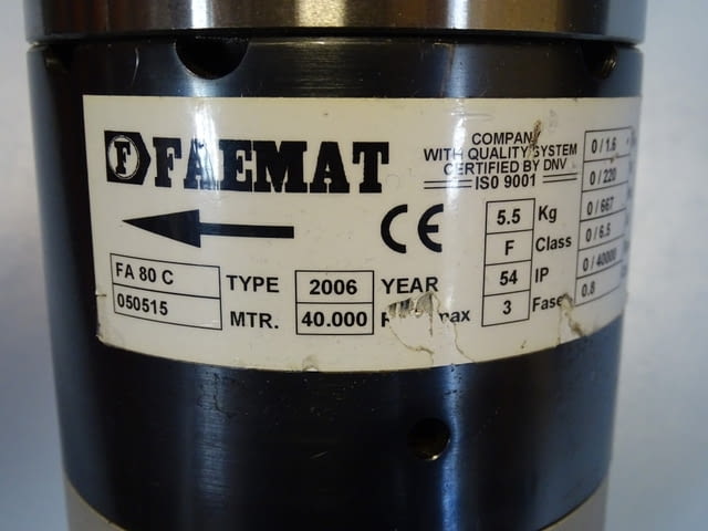 Мотор шпиндел FAEMAT FA80C electrо spindle 0-1.6kW, 220V, град Пловдив | Промишлено Оборудване - снимка 3