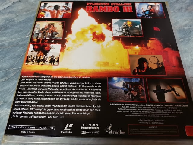 Rambo III' 1990 Dutch Edition Laser Disc Неразопакован - село Куклен | Филми - снимка 2