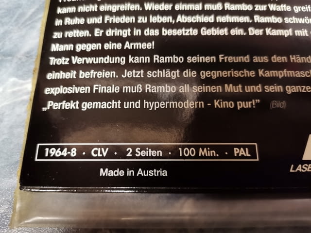 Rambo III' 1990 Dutch Edition Laser Disc Неразопакован - село Куклен | Филми - снимка 3