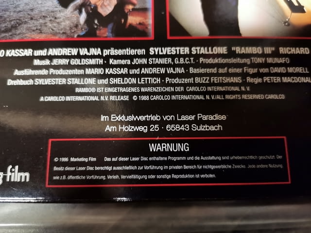 Rambo III' 1990 Dutch Edition Laser Disc Неразопакован - село Куклен | Филми - снимка 4