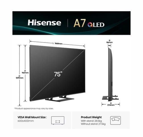 Телевизор, Hisense 75" A7Q, 4K Ultra HD, град Сандански | Телевизори / Декодери - снимка 2