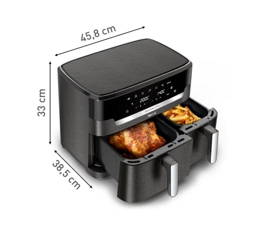 Уред за здравословно готвене, Tefal EY942HE0 Xxl Dual Easy Fry Coal Eu - снимка 2