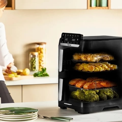 Уред за здравословно готвене, Tefal EY7568E0 Crispy Stack Af Genius+Acc Blk - снимка 4