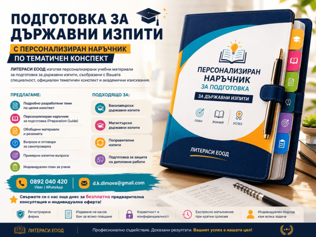 Подготовка за Държавен изпит с Индивидуален Учебен Наръчник по Тематичен Конспект