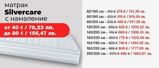 ( до -80€) Матрак Silvercare и БЕЗПЛАТНА ДОСТАВКА в страната! - снимка 2