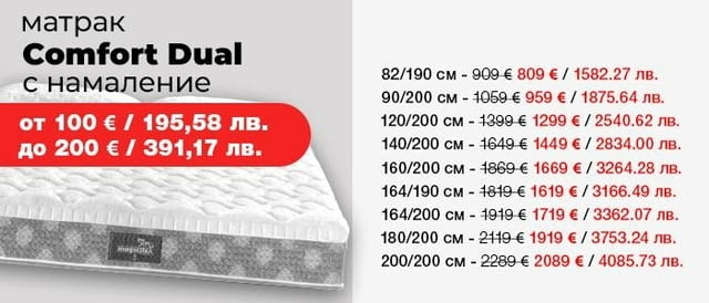 (до -200€) Матрак Comfort Dual с БЕЗПЛАТНА ДОСТАВКА в страната! - снимка 2