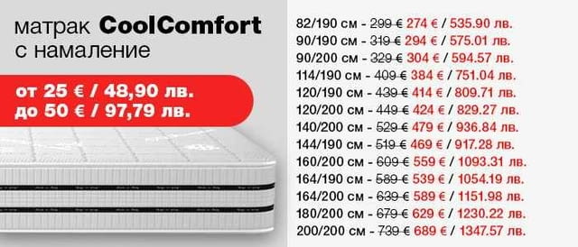 (до -50€) Матрак CoolComfort с намаление и БЕЗПЛАТНА ДОСТАВКА до дома - снимка 2