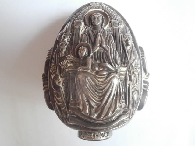 Православно гръцко сребърно иконно яйце проба 995 - city of Varna | Icons - снимка 1