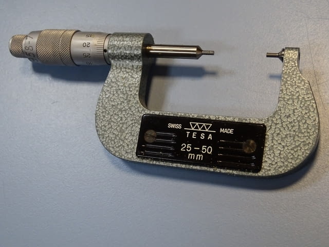Ножов микрометър TESA 25-50mm outside micrometer small-point contacts - снимка 3