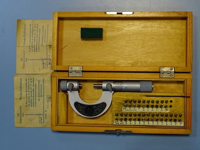 Микрометричен резбомер DDR VEB Suhl M-W Thread Мicrometer 0-25mm - снимка 2