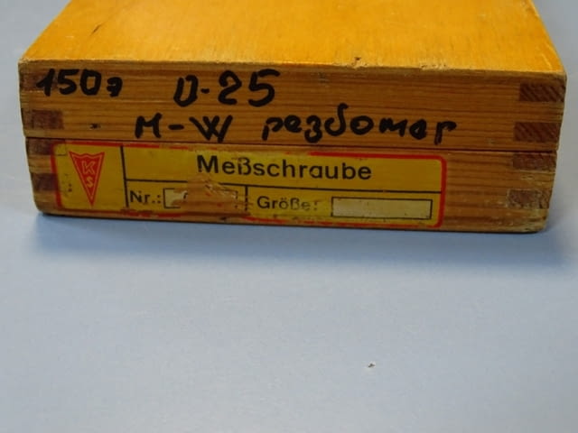 Микрометричен резбомер DDR VEB Suhl M-W Thread Мicrometer 0-25mm - снимка 7