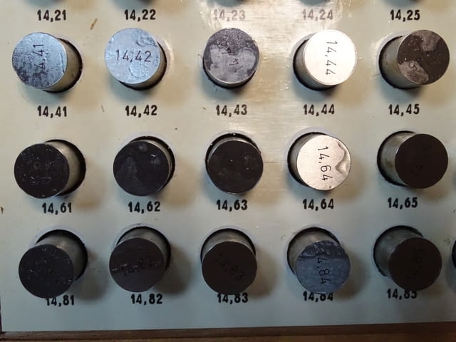 Комплект прецизни цилиндрични измервателни щифтове DDR VEB SCHMALKALDEN TGL 13620 LMW 10-20mm - снимка 3