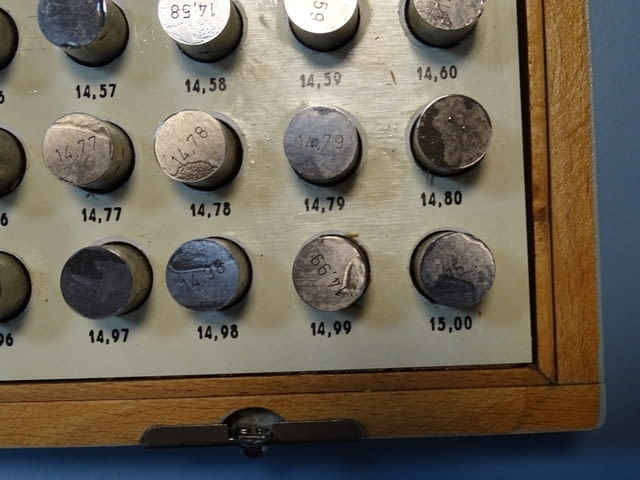 Комплект прецизни цилиндрични измервателни щифтове DDR VEB SCHMALKALDEN TGL 13620 LMW 10-20mm - снимка 4
