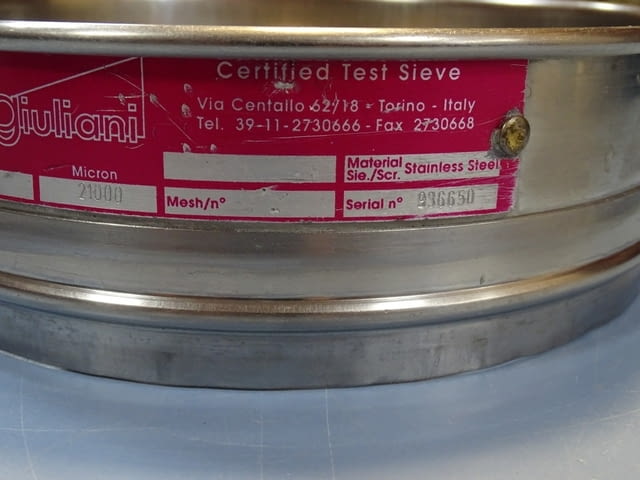 Лаболаторно сито GIULIANI uni 21000-23000 micron Ø200mm certified test sieve - снимка 3