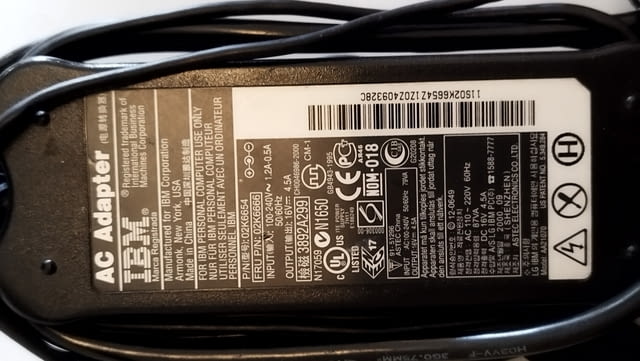 Оригинален захранващ адаптер за лаптоп IBM ThinkPad серия T -X -R -A16V - 4.5A - 72W - снимка 8