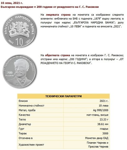Монета 200 години от рождението на Г. С. Раковски, град Пловдив | Нумизматика / Бонистика - снимка 1