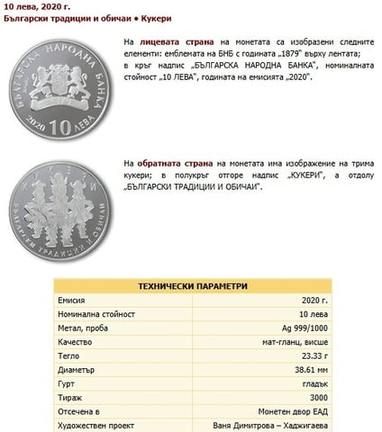 Монета Кукери 10 лева 2020 г. - град Пловдив | Нумизматика / Бонистика - снимка 1