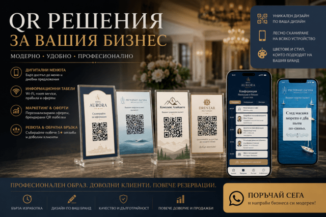 Професионални QR решения за хотели, ресторанти, СПА и бизнес Повече клиенти и по-добро обслужване - снимка 1