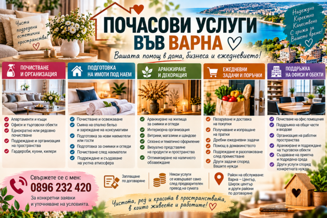 Почасова камериерски услуги за наемодатели - city of Varna | Other